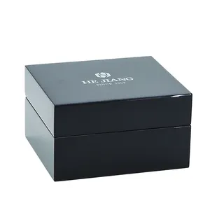 Özel logolu saat kutusu siyah lake saat kutusu kişiselleştirilmiş ahşap saat kutusu satılık