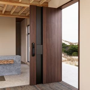Porte pivotante extérieure en chêne massif de style villa moderne de luxe avec fonction antivol pour les portes d'entrée, utilisation pour hôtels et villas - Product Image 1