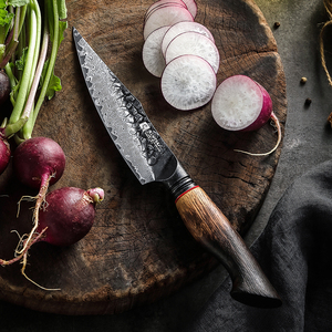 Dao đa năng thép Damascus mới, chất lượng cao, cán gỗ sồi trắng cháy, dao nhỏ nhà bếp sắc bén - Product Image 1