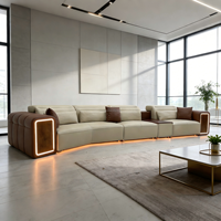 Ensemble de canapés sectionnels modernes en cuir blanc sur mesure, rembourrage en éponge, design modulaire, emballage, salon, éclairage LED, canapé intelligent, villa