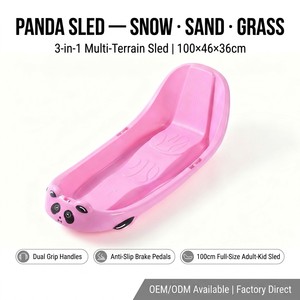 <span class=keywords><strong>Luge</strong></span> pour enfants Panda avec dossier haut et frein latéral, corde de remorquage, en HDPE épais et robuste, capacité 120 kg, <span class=keywords><strong>2</strong></span> <span class=keywords><strong>places</strong></span>, pour neige, sable, herbe, jouet d'hiver - Product Image 1