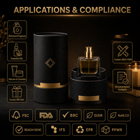Caja de Cartón Redonda de Lujo para Embalaje de Tubos de Papel Personalizados, con Impresión de Logotipo, para Perfumes, Cosméticos, Velas y Sets de Regalo