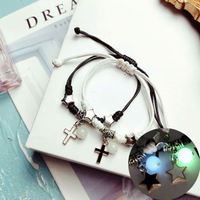 Bracelet de couple en alliage de quartz lumineux à la mode, perles étoiles, charme féminin et masculin, chat, fleur, cœur, clé, serrure, croix, assorti, réglable