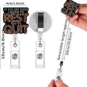 New Acrylic Crab Glitter Retractable Badge/<b>ID</b> <b>Holder</b> REST QUIT Office Irregular Shaped Telescopic Buckle - Product Image 3