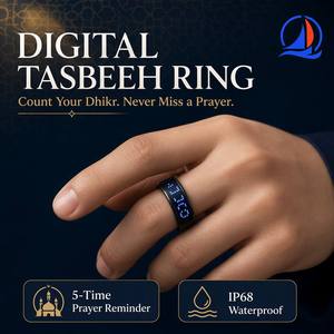 Bague Tasbih Numérique Intelligente avec Compteur et 5 Rappels Vibrants pour les Prières Quotidiennes, Personnalisable OEM, Étanche IP68, Bague Dhikr pour Musulmans - Product Image 1