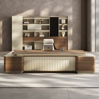 Bureau de direction moderne de luxe en forme de L avec armoire de rangement, en chêne blanc, design minimaliste, pivotant, écologique, pour hôtel