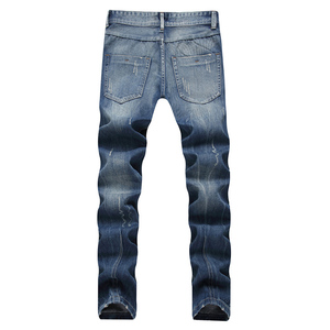 Nuovi Jeans Casual da Uomo Taglie Forti, <span class=keywords><strong>Pantaloni</strong></span> Giovanili Strappati <span class=keywords><strong>con</strong></span> Tasche Piatte Intrecciate e Decorazioni a Fori in Tessuto Canvas - Product Image 5