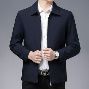 <strong>Men's</strong> High Quality Loose Fitting <strong>Jacket</strong> for Spring and Autumn Middle Aged Lapel Casual Top Coated <strong>Canvas</strong> Fabric - Product Image 6