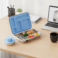 Boîte à lunch isotherme en acier inoxydable AOHEA à 5 compartiments, boîte à bento en métal pour enfants