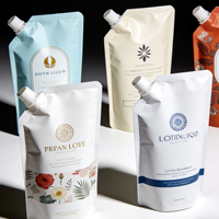 Pochette à bec verseur personnalisée anti-fuite réutilisable haute barrière pour emballage de crème cosmétique, lotion, gel douche, détergent