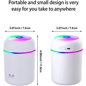 Humidificateur d'air portable coloré miniature 300 ml H2o, vaporisateur de brume, humidificateur ultrasonique USB pour voiture, vente en gros - Product Image 2