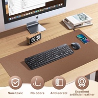 Tapis de souris de protection de bureau en caoutchouc de qualité supérieure, texture cuir marron, charge sans fil, 16x32 pouces