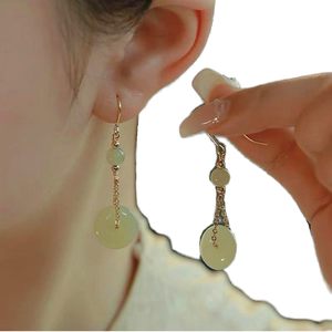Nuovi Orecchini Pendenti in Stile Cinese con Fibbia Retrò, Versatili e di Tendenza, in Lega di Zinco, per Donne - Product Image 1