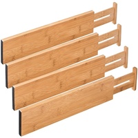 Écologique 4 Pièces Durable Réglable Bureau Maison Cuisine Bambou Tiroir Diviseurs Organisateurs