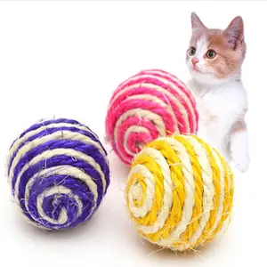 Factory Hot sale Pet Rope Weave Ball Dog Cat Sisal Ball Interactive Scratcher Cat Kitty Chew Toys