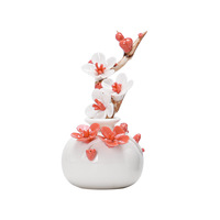 Vase en porcelaine blanche DREA avec motif de fleurs de prunier rouge, décoration de table, style zen asiatique, vase en céramique émaillée