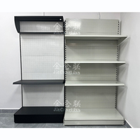 Étagères de présentation métalliques pour magasins, fournisseur d'étagères de présentation pour feux d'artifice, rayonnages gondoles de supermarché durables blancs