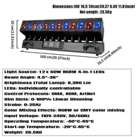 Projecteur à tête mobile DMX512 12*60W Swing Beam RGBW 4-en-1 pour DJ, discothèque, scène, lumière LED 12*60W à faisceau mobile pour bar
