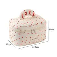 Mini trousse de maquillage en forme de cœur pour femme, sac de rangement mignon pour maquillage, trousse de toilette portable de grande capacité pour voyage