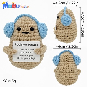 Audífonos de ganchillo hechos a mano personalizados al por mayor, con diseño de patata azul, de <span class=keywords><strong>boca</strong></span> plana, juguete de apoyo emocional, suministro a granel para regalos. - Product Image 2