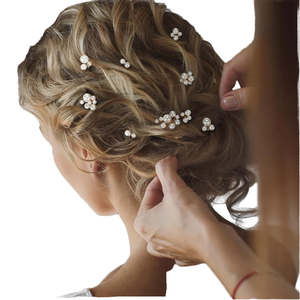 Ensemble de 9 pinces à <span class=keywords><strong>cheveux</strong></span> en perles plaquées or pour mariée, avec des épingles à <span class=keywords><strong>cheveux</strong></span> en perles irrégulières pour les coiffures de mariage de la mariée et des demoiselles d'honneur - Product Image 4