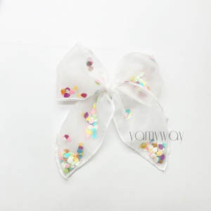 サマースパンコールシェーカーファブル女の子マーメイドチュールメッシュボウレインボーシェーカーボウ誕生日ボウ - Product Image 5