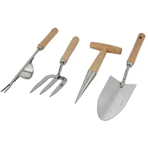 4 pezzi accessori per l'agricoltura da interni Set di attrezzi da giardinaggio kit per la pala rastrello a vanga con manico in legno