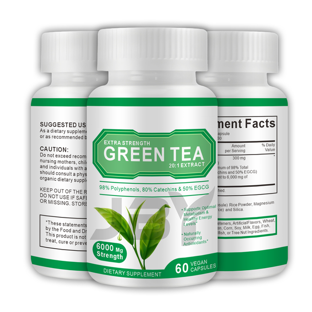 OEM/ODM Private Label Green Tea Extract Capsules Supplement With EGCG for Fat Metabolism and Energy Support Bulk Wholesale