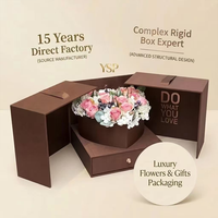 Boîte pliante marron personnalisable avec logo, conteneur rigide haut de gamme avec tiroir dissimulé pour emballage sur mesure de bijoux et fleurs en gros