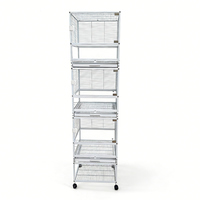 Ventes en gros de cages à oiseaux modernes de luxe de haute qualité pour perroquets, canaris, cages en acier inoxydable et en verre, solides et empilables, pour l'élevage des oiseaux
