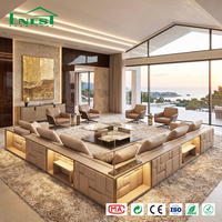 Canapé modulaire en cuir italien haut de gamme avec éclairage LED, ensemble de salon moderne pour villa, solution de mobilier de luxe tout-en-un