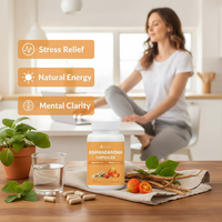 Formule personnalisée OEM/ODM, 120 capsules par flacon, étiquette privée, capsules d'ashwagandha pour le sommeil et le soutien contre le stress