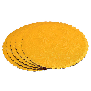 Cartoncino monouso in oro da 8 pollici tondi fondo <span class=keywords><strong>torta</strong></span> cerchi Pizza Base rotonda per dessert e pasticcini - Product Image 3