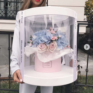 Zexwrap Big <strong>Flower</strong> Box <strong>Round</strong> PVC Transparent Valentine's Day Wedding Christmas Birthday <strong>Flower</strong> Hat <strong>Boxes</strong> - Product Image 3