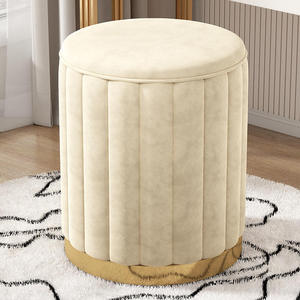 Modern Dresser <strong>Storage</strong> Stool Vanity Chairs <strong>Storage</strong> Bench Cream Dressing Bench Stools Soft Round Upholstered <strong>Seat</strong> for Home Hotel - Product Image 6