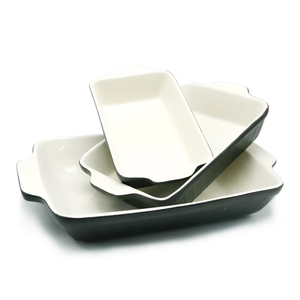 Bộ dụng cụ nướng gốm sứ Bắc Âu có tay cầm, khay và chảo nướng sứ trắng giá rẻ dùng cho tiệc tùng - Product Image 3