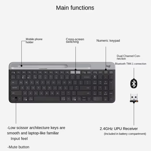 Logitech K580 Wireless Dual Mode <b>Keyboard</b> Lightweight, Thin, Multi Device Office Portable, <b>Tablet</b> Desktop Universal - Product Image 2