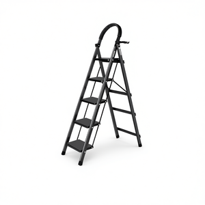 Escalera de acero de 5 peldaños con capacidad para 300 libras, plegable, para uso en el hogar, la cocina y la oficina. - Product Image 1