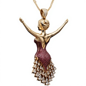 Broche pendentif femme en alliage plaqué or avec strass, bijou de robe, cadeau pour fête et mariage - Product Image 1