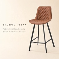 Tabouret de bar moderne et élégant avec structure en fer, stable et durable, siège en cuir pour hôtel, salle à manger, salon, bar à domicile