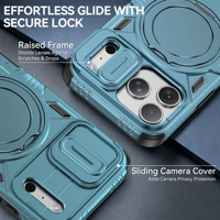 Coque de téléphone hybride magnétique antichoc avec béquille et protection coulissante pour appareil photo pour iPhone 18 Pro Max, compatible iPhone 17, 16, 15, 14, 13