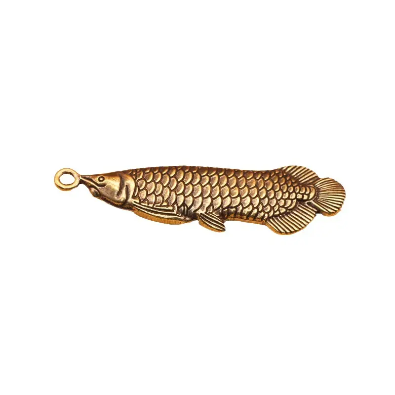 Yüksek kaliteli balık bakır şekil bronz Arowana anahtarlık kolye Vintage pirinç süsler