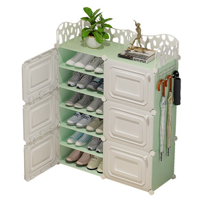<b>Shoe</b> <b>Rack</b> Plastic Stackable <b>Storage</b> Cabinet For Entryway Home Use Minimalist Design Modern Appearance Freestanding - Product Image 5