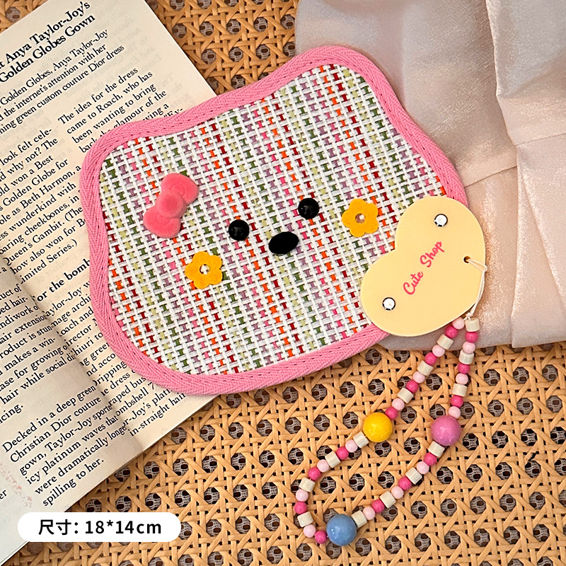 Pink cat acrylic handle with beads