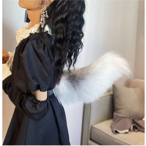 Queue de renard en fausse <span class=keywords><strong>fourrure</strong></span> avec sangle de taille, queue d'animal réaliste en peluche pour costume, idéale pour les fêtes, le cosplay, les spectacles, fournitures en gros - Product Image 3