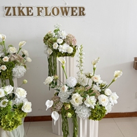 Feesttafels Bruiloft Bloemstukken Witte en Groene Rozen Kunstbloemen Roze Bloembol Bloemdecoratie voor Evenementen