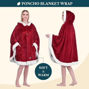 Couverture portable pour femmes adultes, poncho-couverture douillet en polaire avec capuche, châle super doux, couverture enveloppante pour le bureau - Product Image 3