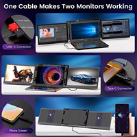 Moniteur portable triple écran 2K de 13,3 pouces pour interface, taux de rafraîchissement 60 Hz, temps de réponse 10 ms, profondeur de couleur 100 % sRGB
