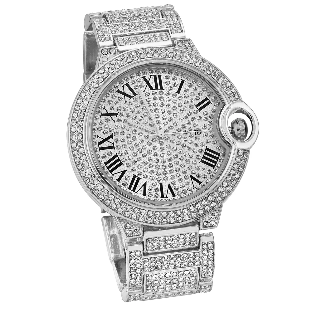 Silver Diamond Women Watch Stainless Steel Band High End Brand Calendar Wrist Watches Custom Logo
