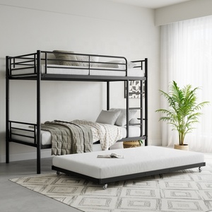 Cama <span class=keywords><strong>litera</strong></span> moderna de tamaño individual con cama nido extraíble, estructura metálica para niños, para dormitorio, apartamento, escuela u hotel - Product Image 3